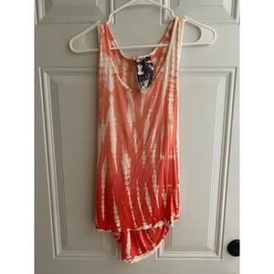 Young Fabulous & Broke Tank Top Womens Size Small Orange Tie-dye Twisted Back